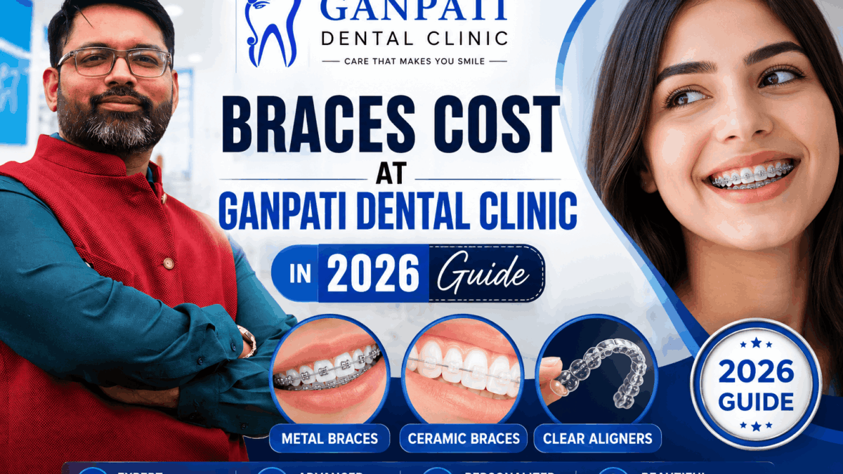 Braces Cost at Ganpati Dental Clinic in 2026 featuring metal braces, ceramic braces and clear aligners