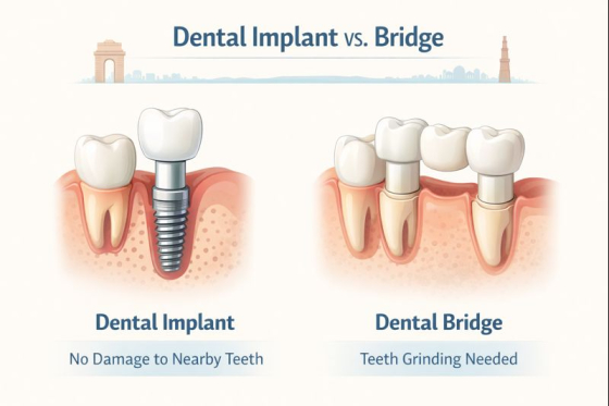 Dental Implants vs Bridges in Delhi: Pros, Costs & Which Option Fits Your Case