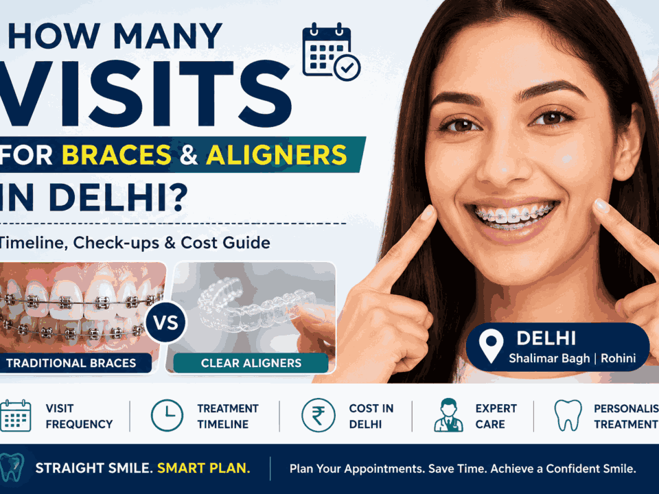How Many Visits for Braces & Aligners in Delhi? Braces and clear aligners treatment timeline, check-ups and cost guide at Ganpati Dental Clinic.