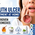 A person with a painful mouth ulcer highlighting five proven home remedies for faster healing and pain relief.